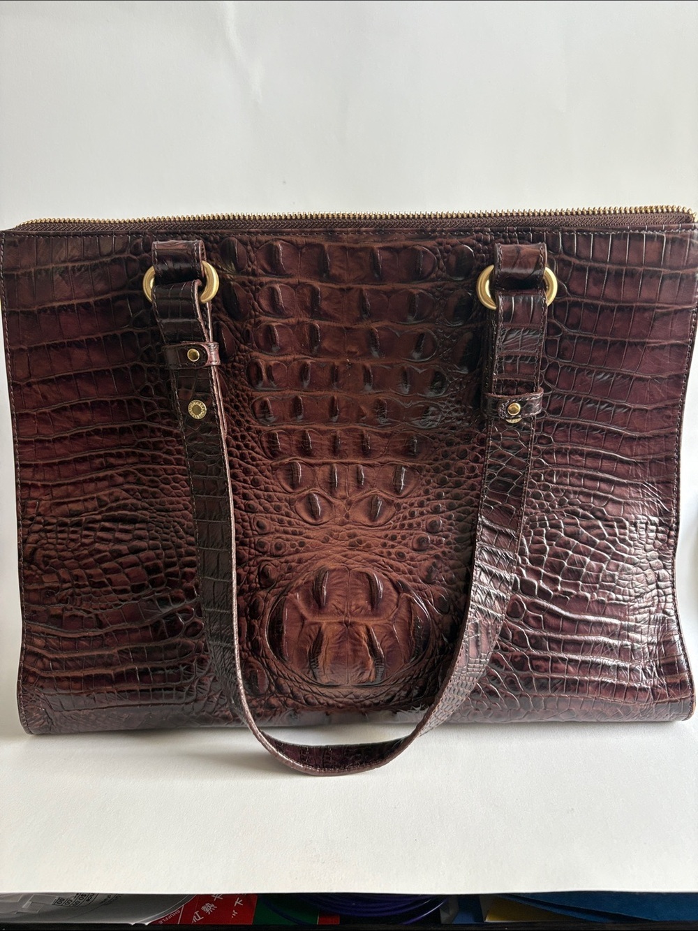 Brahmin Anywhere Tote- Truffle Melbourne Croc-Embossed Leather Tote in Brown - Picture 5 of 9